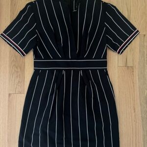 Sandro Pinstripe Dress Navy and White and Red Size 8 US